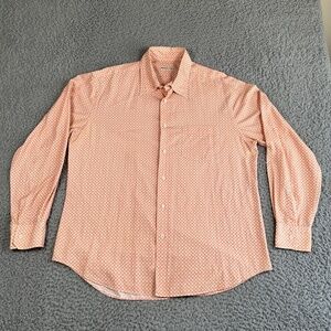 Mason's Shirt Men's XL Pink Geometric Floral Button Up Made In Italy‎ Cotton